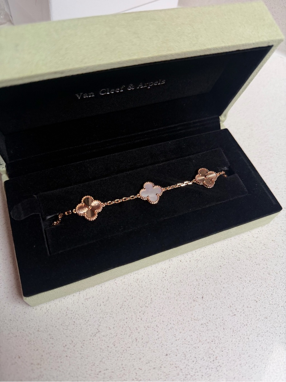 Van Cleef & Arpels Rose Gold Alhambra Bracelet with White Mother-of-Pearl - Picture 5 of 5